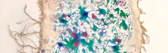 Detail of an abstract acrylic painting on a scrap of canvas by MJ Seal