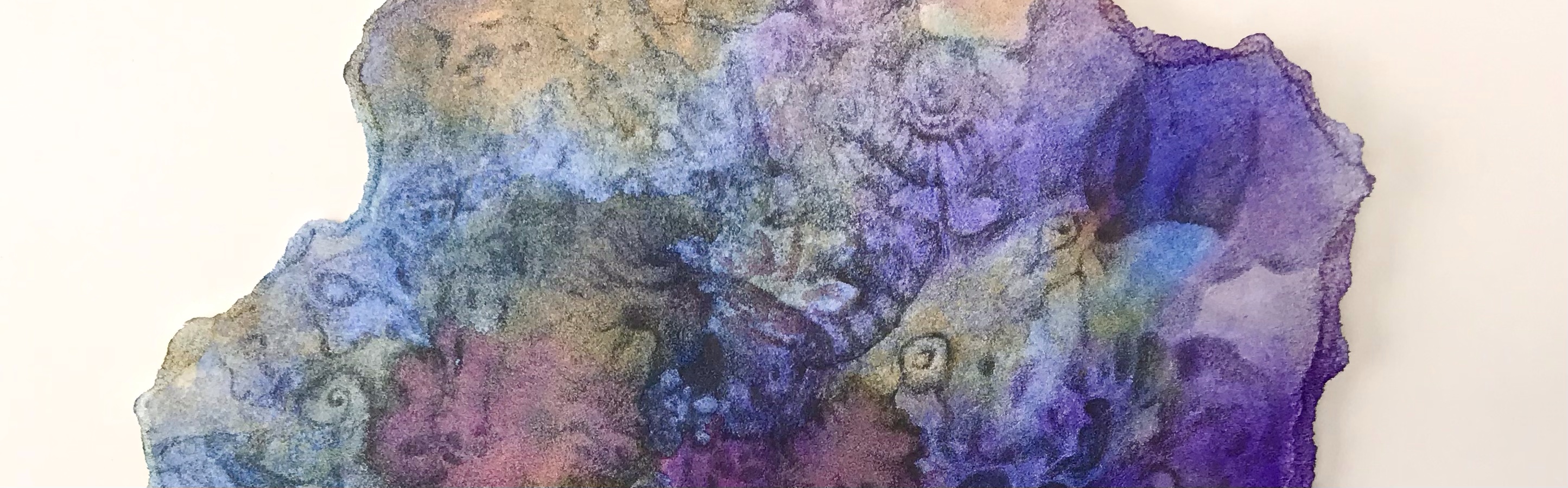 Detail of an abstract graphite drawing over a watercolor painting by MJ seal