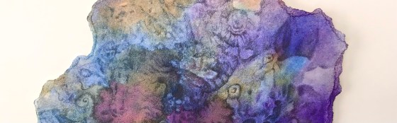 Detail of an abstract graphite drawing over a watercolor painting by MJ seal