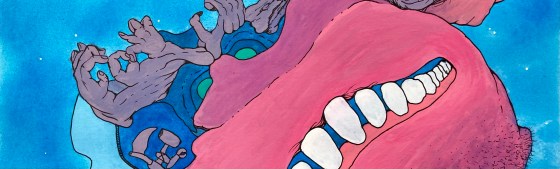 A detail of Blotograph 043023B an original drawing and painting by MJ Seal created through free association and biomorphic abstraction.