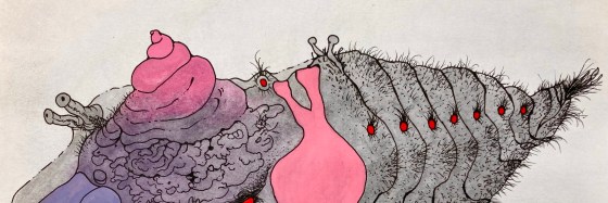 A detail of Blotograph 043023A an original drawing and painting by MJ Seal created through free association and biomorphic abstraction.