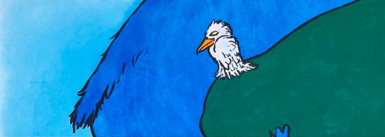 A detail of Denizen an original painting by MJ Seal created through free association and biomorphic abstraction.