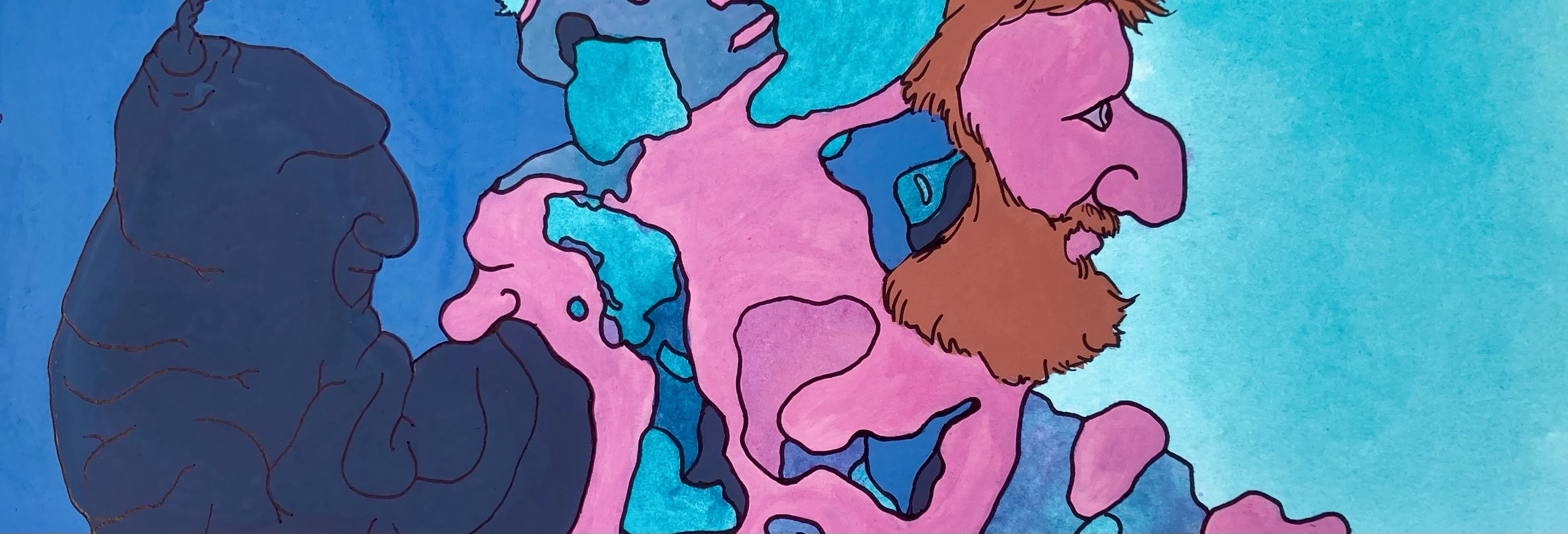 A detail of Blotograph 052023 an original drawing and painting by MJ Seal created through free association and biomorphic abstraction.