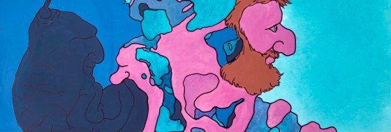 A detail of Blotograph 052023 an original drawing and painting by MJ Seal created through free association and biomorphic abstraction.