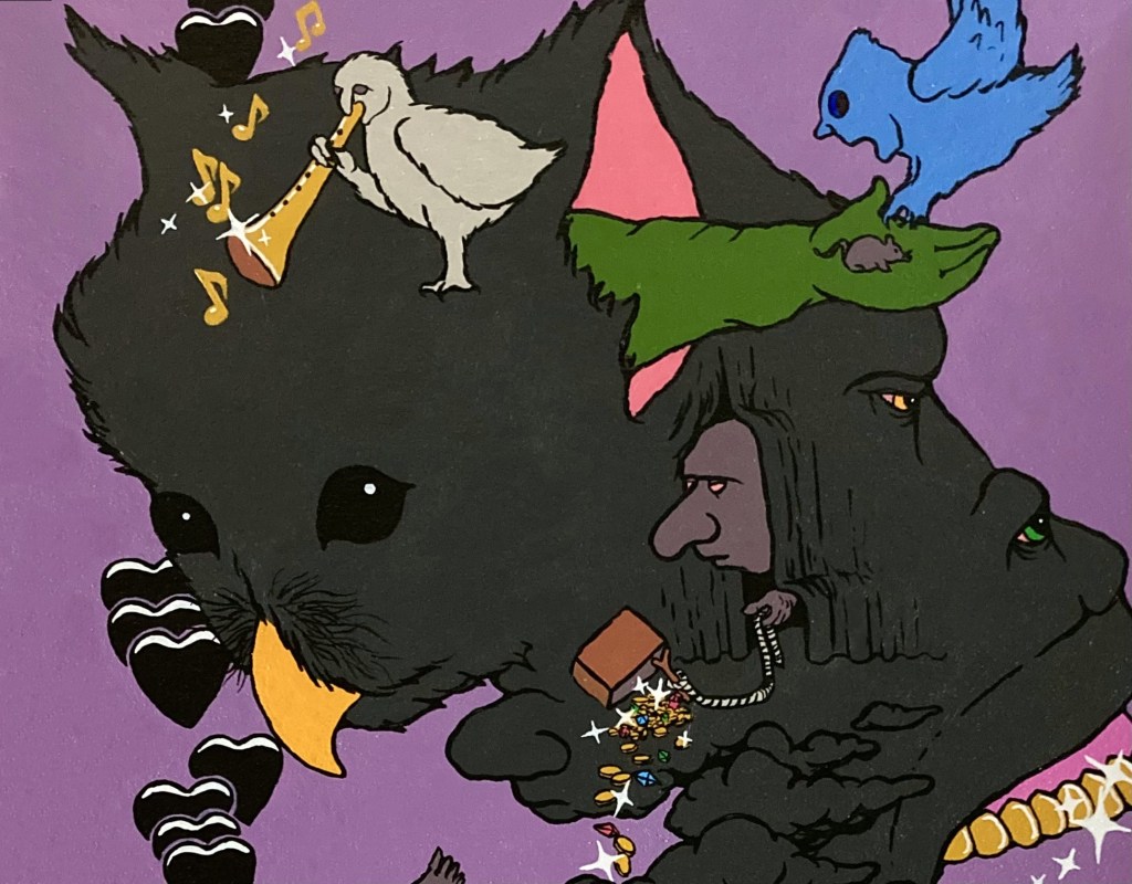 Detail of an abstract contemporary painting by MJ Seal titled In The Air which was produced through the process of free association