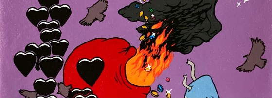 Detail of an abstract contemporary painting by MJ Seal titled In The Air which was produced through the process of free association