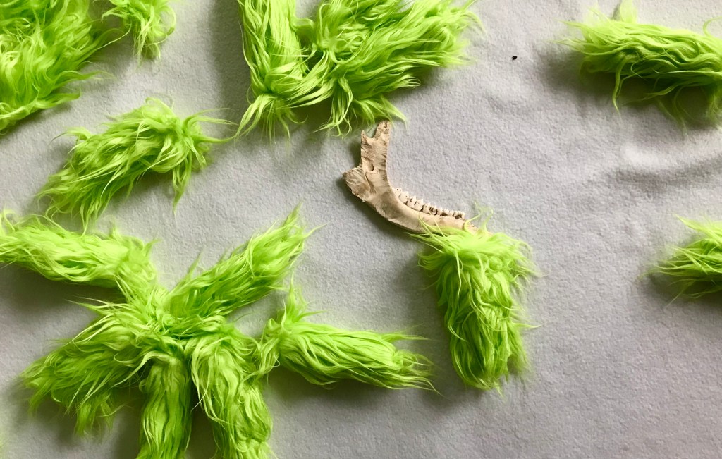 Detail of an original installation fabric art piece by MJ Seal