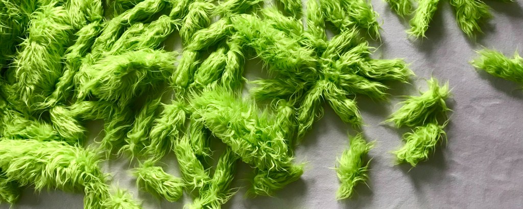 Detail of an original installation fabric art piece by MJ Seal