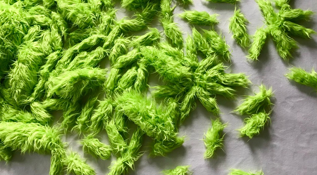 Detail of an original installation fabric art piece by MJ Seal