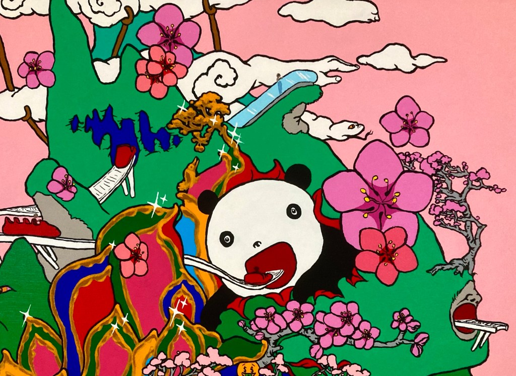 Detail of Jade Mountain an original painting by contemporary artist MJ Seal