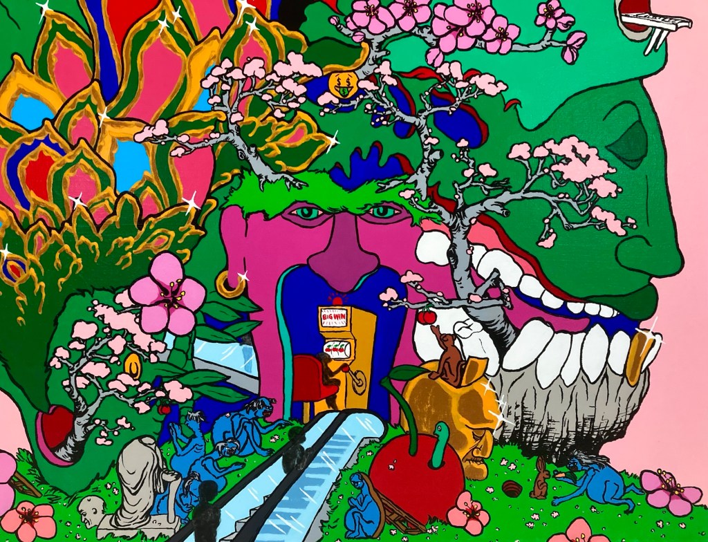 Detail of Jade Mountain an original painting by contemporary artist MJ Seal