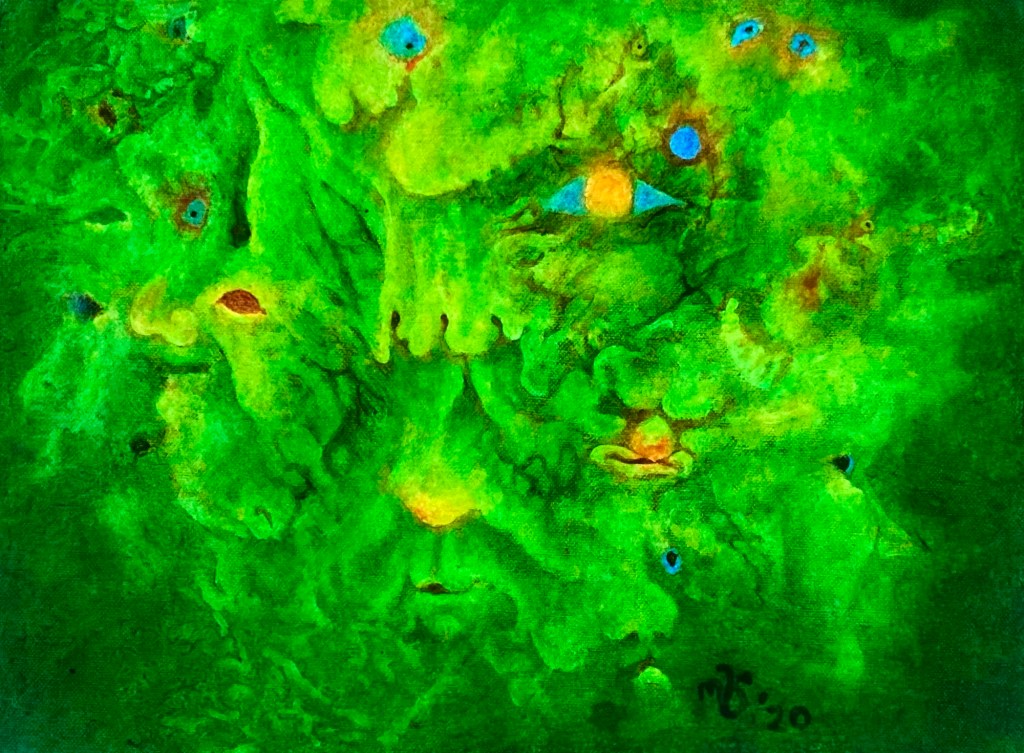 An original biomorphic painting in acrylic by MJ Seal