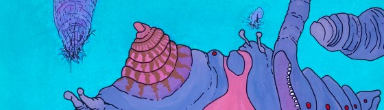 Close up detail of an original biomorphic painting by emerging artist MJ Seal