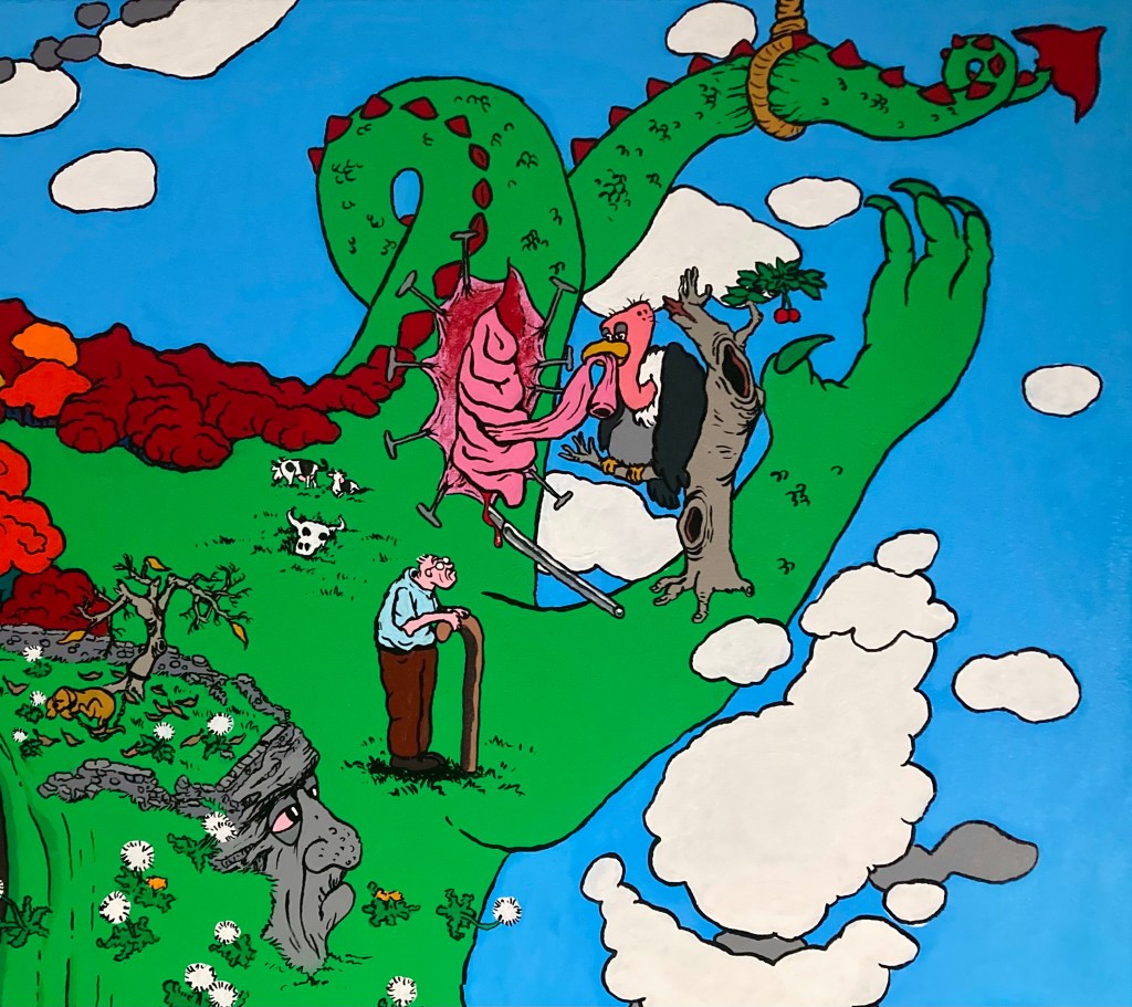 Detail of "The Loneliness of Men" an original painting by MJ Seal