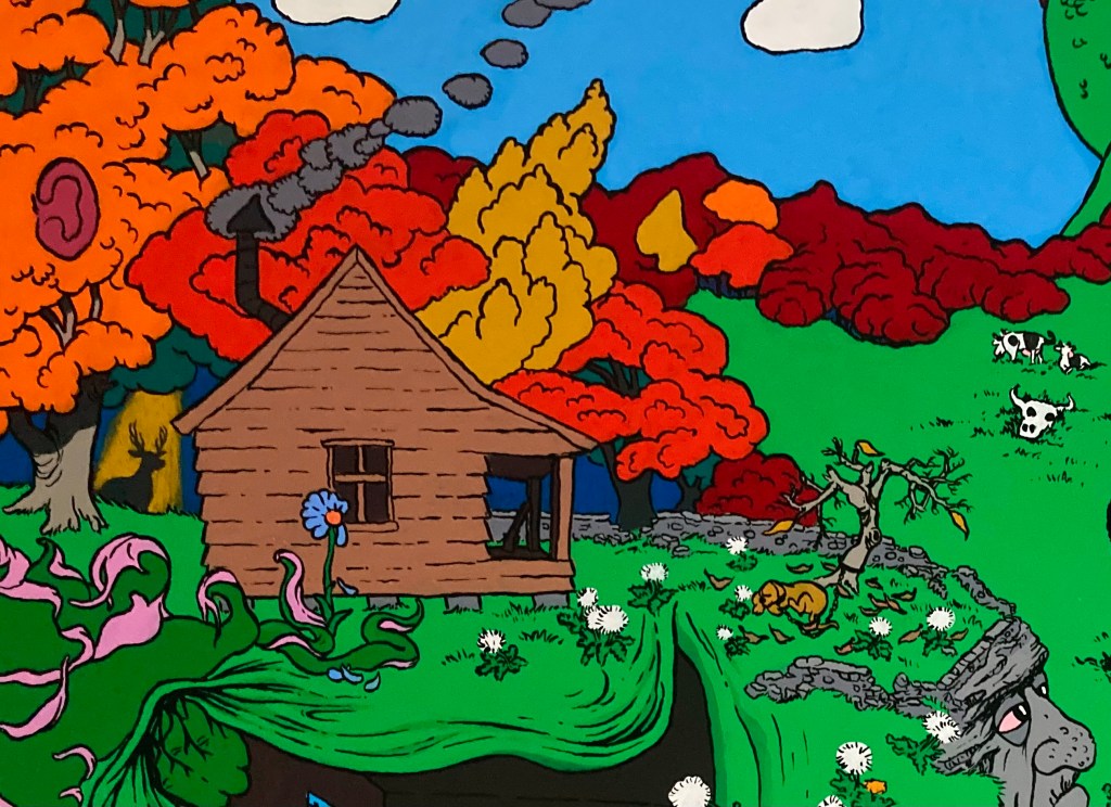 Detail of "The Loneliness of Men" an original painting by MJ Seal