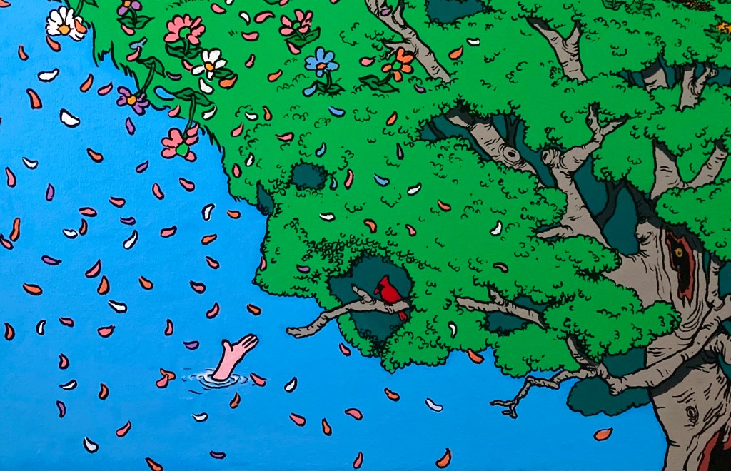 Detail of "The Loneliness of Men" an original painting by MJ Seal