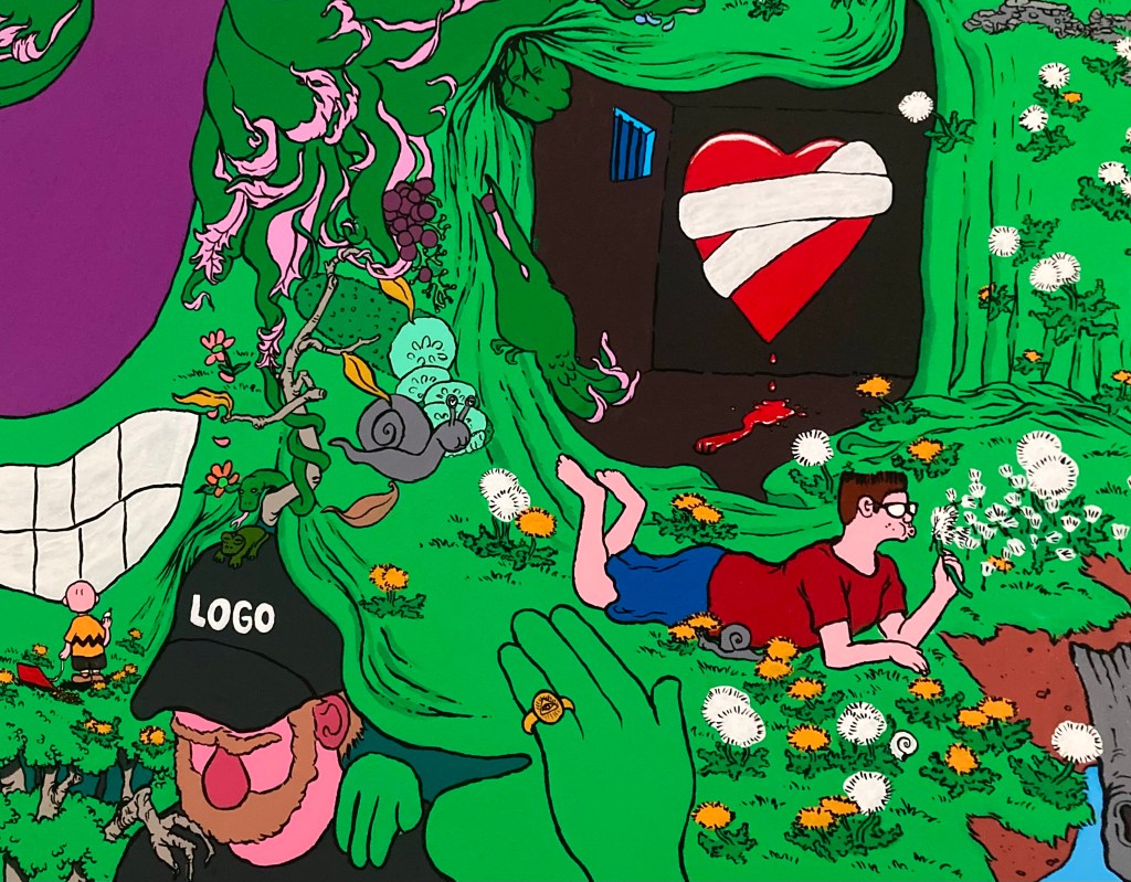 Detail of "The Loneliness of Men" an original painting by MJ Seal