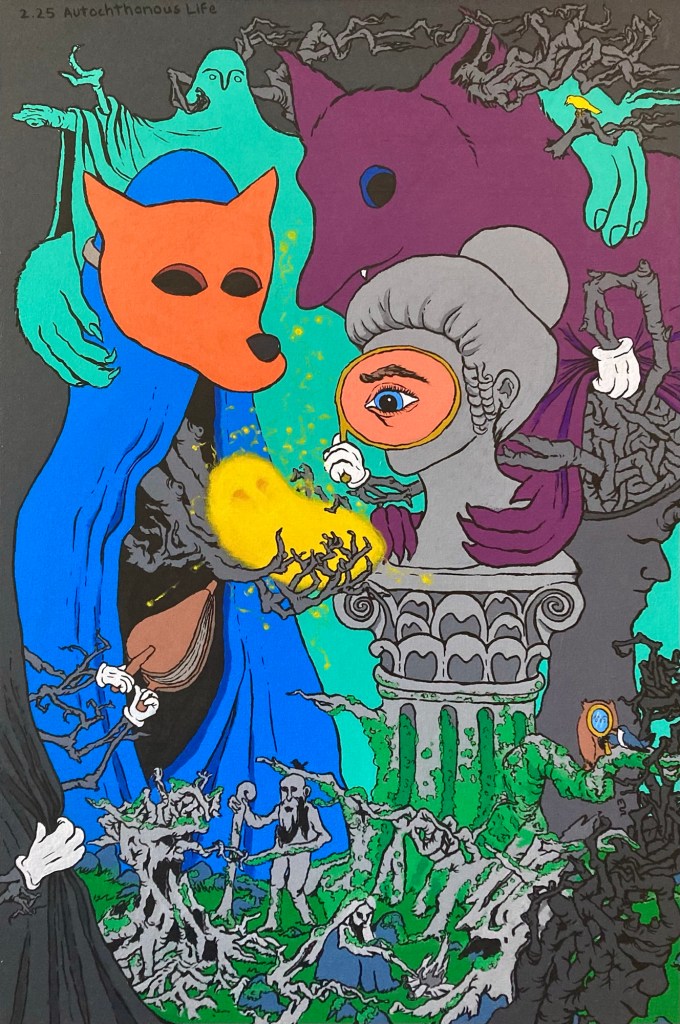 Full view Autochthonous Life an original painting by contemporary artist MJ Seal