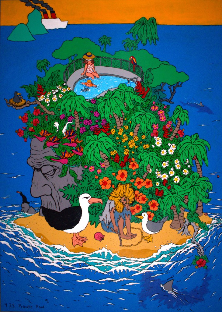 Full view of Private Pool an original painting by emerging artist MJ Seal