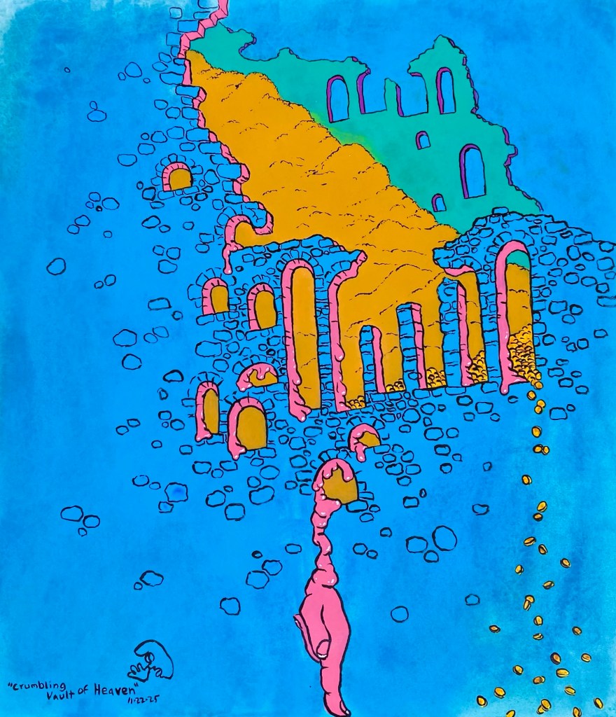 Full view of Crmbling Vault of Heaven an original painting by contemporary artist MJ Seal